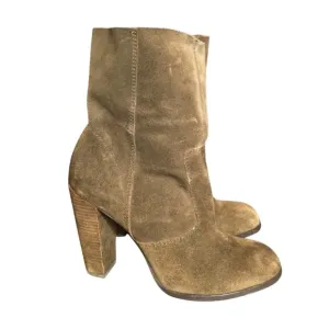 No 704 b EDDA Brown Suede High Heel Ankle Boots Size 39 8.5 Anthropologie