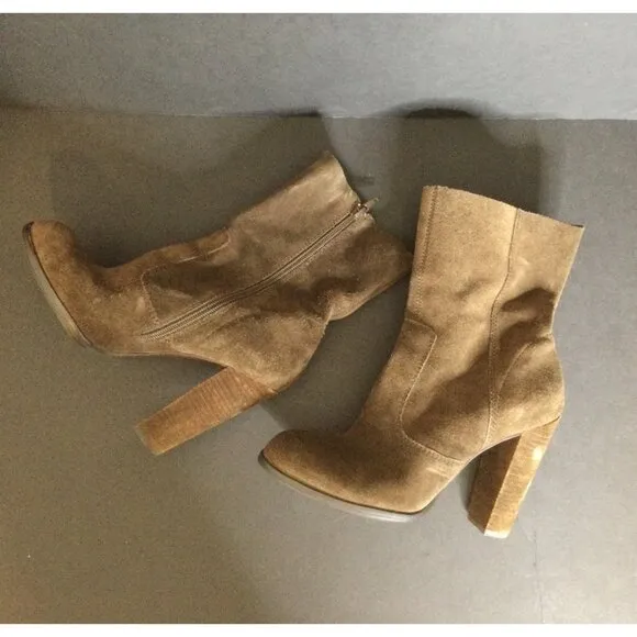 No 704 b EDDA Brown Suede High Heel Ankle Boots Size 39 8.5 Anthropologie
