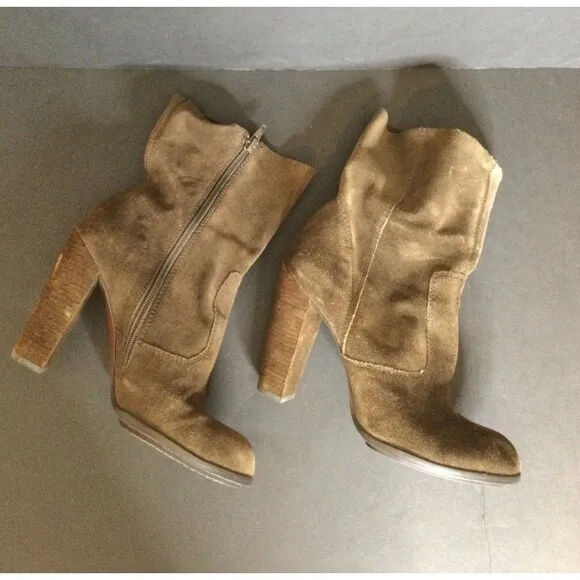 No 704 b EDDA Brown Suede High Heel Ankle Boots Size 39 8.5 Anthropologie