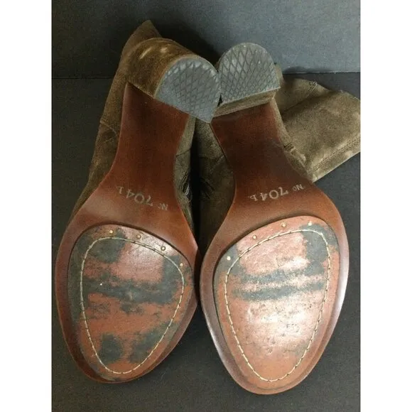 No 704 b EDDA Brown Suede High Heel Ankle Boots Size 39 8.5 Anthropologie