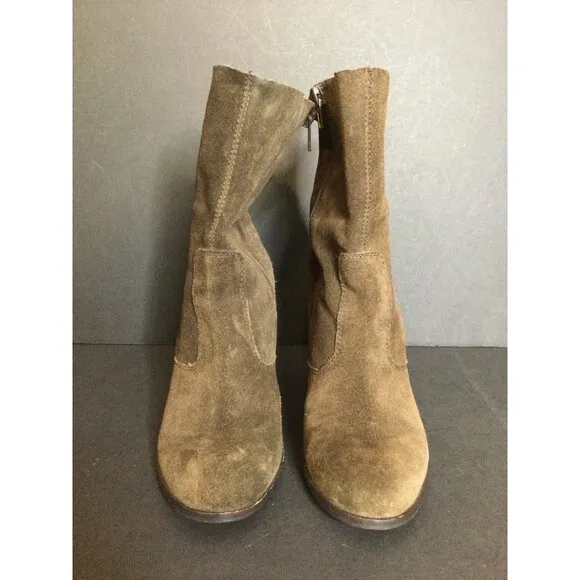 No 704 b EDDA Brown Suede High Heel Ankle Boots Size 39 8.5 Anthropologie