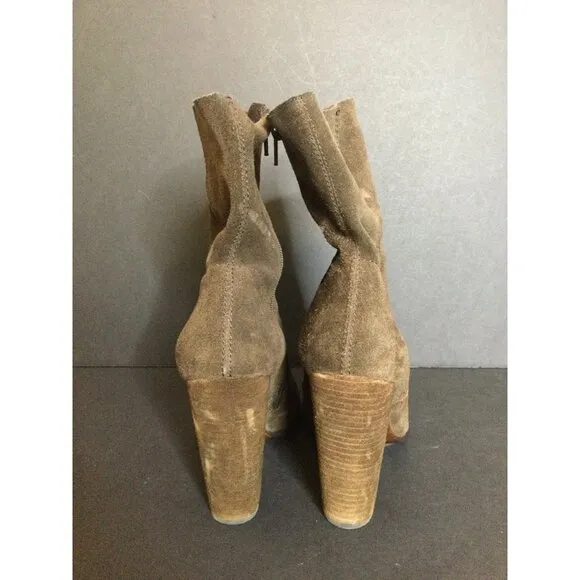 No 704 b EDDA Brown Suede High Heel Ankle Boots Size 39 8.5 Anthropologie