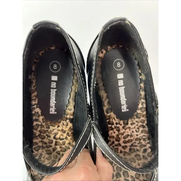 No Boundaries Mary Jane Wedge Shoes Womens 8 Black Phoebe Chunky Y2K