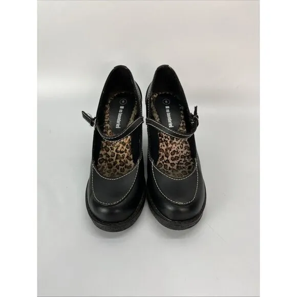 No Boundaries Mary Jane Wedge Shoes Womens 8 Black Phoebe Chunky Y2K