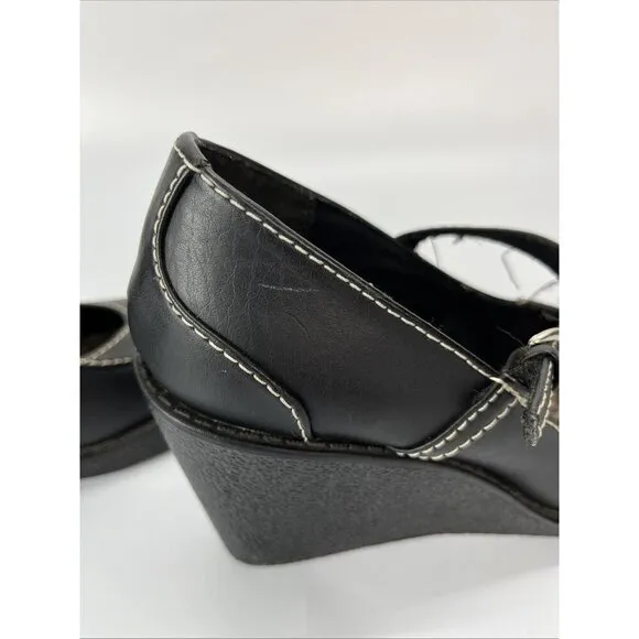 No Boundaries Mary Jane Wedge Shoes Womens 8 Black Phoebe Chunky Y2K