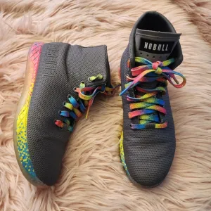 NO BULL neon glitch gray superfabric high top training sneaker shoes W7.5 M6