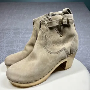 No.6 Leather Suede Buckle Heel Boho Midi Zipper Boot Womens Eu 40