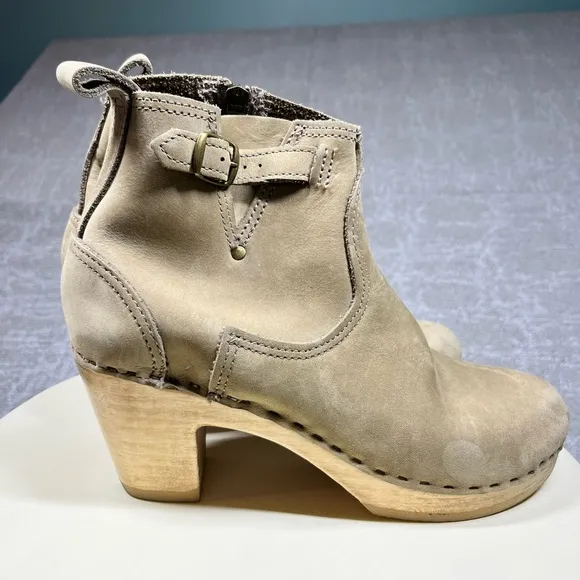 No.6 Leather Suede Buckle Heel Boho Midi Zipper Boot Womens Eu 40