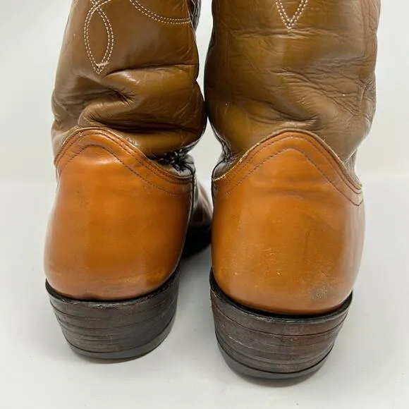 Nocona 4760 Vintage Rare Women's Leather Two Tone Cowboy Western Boots 9.5D