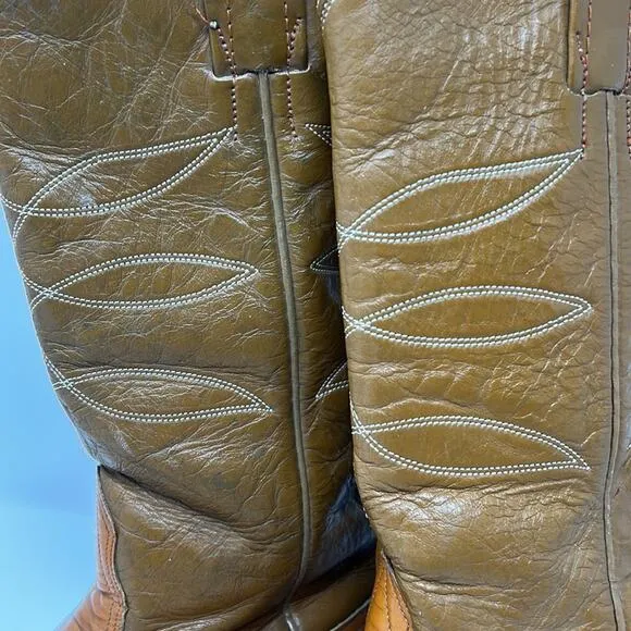 Nocona 4760 Vintage Rare Women's Leather Two Tone Cowboy Western Boots 9.5D