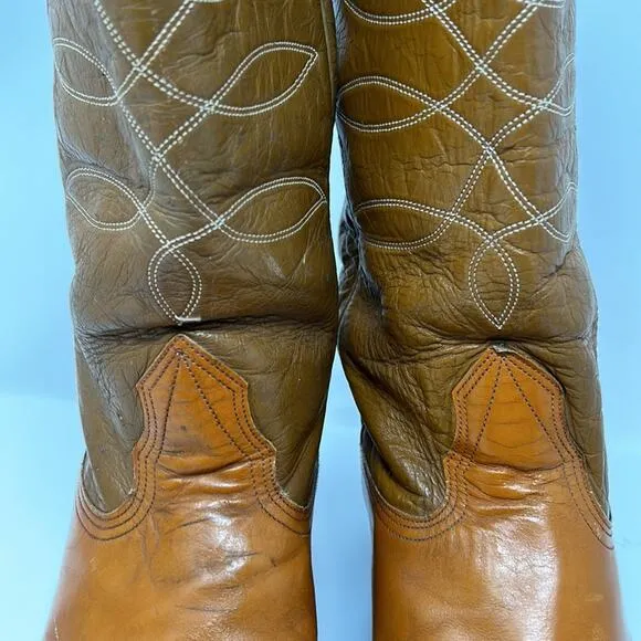 Nocona 4760 Vintage Rare Women's Leather Two Tone Cowboy Western Boots 9.5D