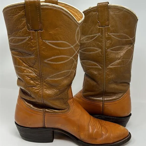 Nocona 4760 Vintage Rare Women's Leather Two Tone Cowboy Western Boots 9.5D