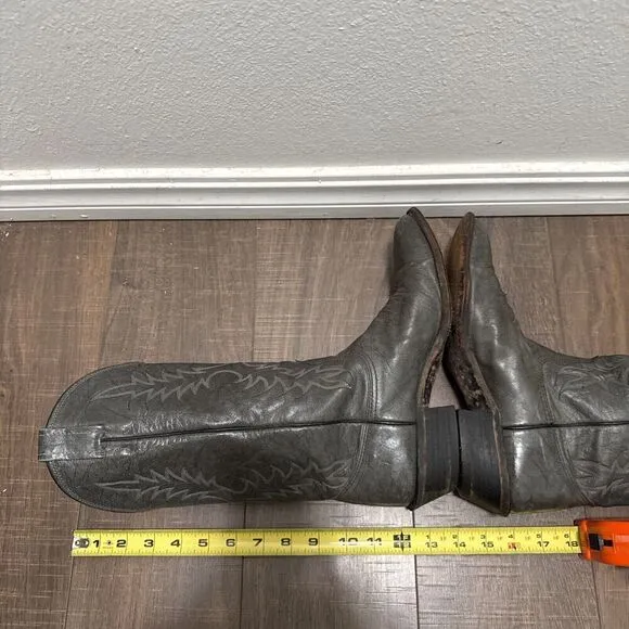 NOCONA Mens Size 7.5D Vintage Gray Leather Cowboy Western Boots Rodeo