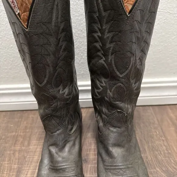 NOCONA Mens Size 7.5D Vintage Gray Leather Cowboy Western Boots Rodeo