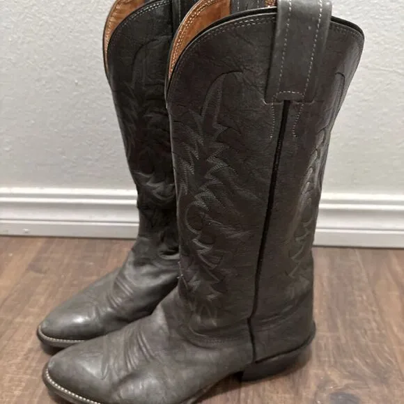 NOCONA Mens Size 7.5D Vintage Gray Leather Cowboy Western Boots Rodeo