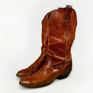 NOCONA Mens Size 9 D Brown Leather Cowboy Western Boots- Vintage Style #5520C