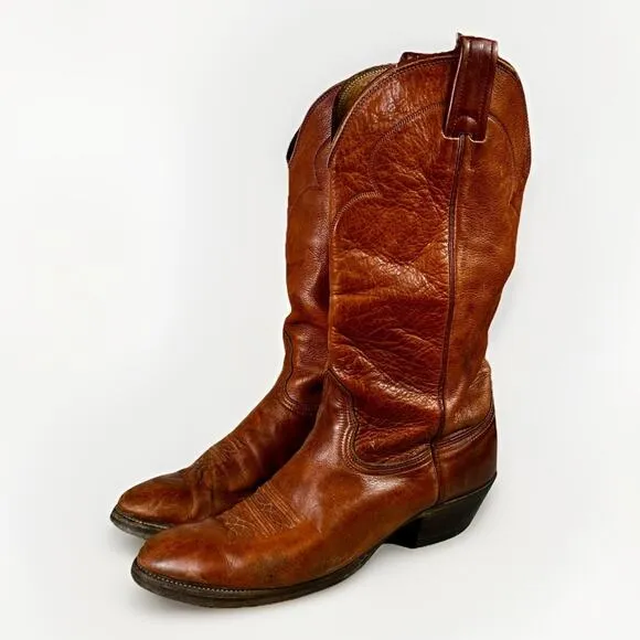 NOCONA Mens Size 9 D Brown Leather Cowboy Western Boots- Vintage Style #5520C