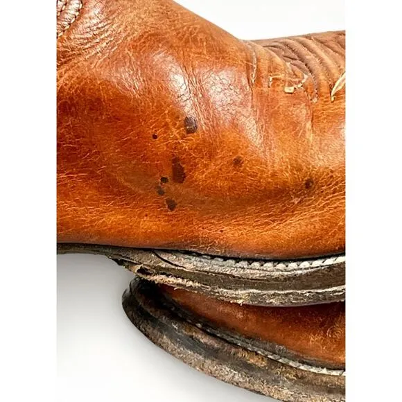 NOCONA Mens Size 9 D Brown Leather Cowboy Western Boots- Vintage Style #5520C