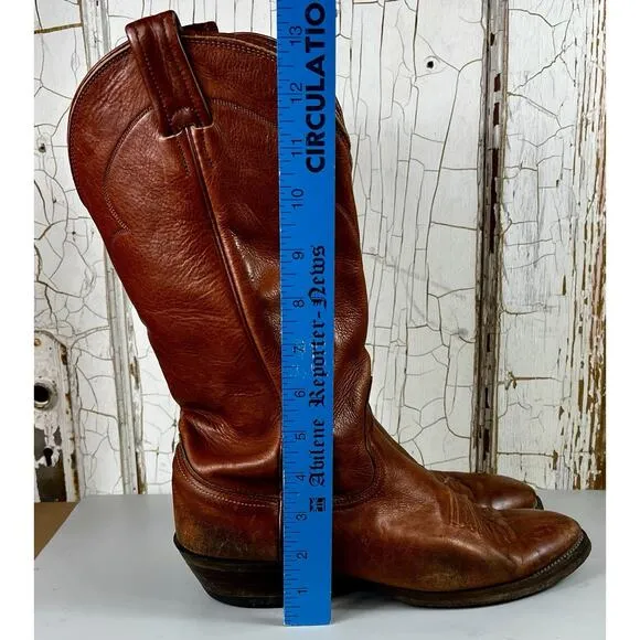 NOCONA Mens Size 9 D Brown Leather Cowboy Western Boots- Vintage Style #5520C