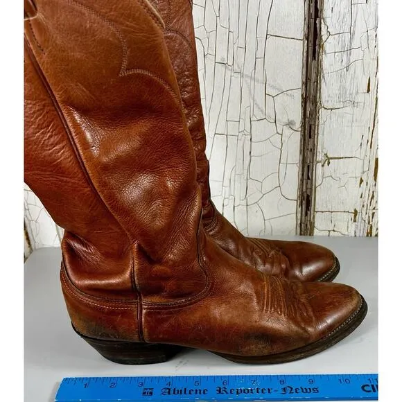 NOCONA Mens Size 9 D Brown Leather Cowboy Western Boots- Vintage Style #5520C