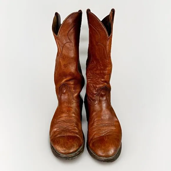 NOCONA Mens Size 9 D Brown Leather Cowboy Western Boots- Vintage Style #5520C