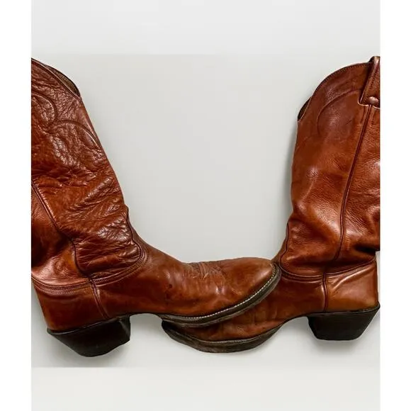 NOCONA Mens Size 9 D Brown Leather Cowboy Western Boots- Vintage Style #5520C