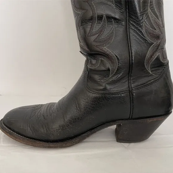 Nocona Size 9 Cowhide &amp; Leather Cowboy Boots - Vintage