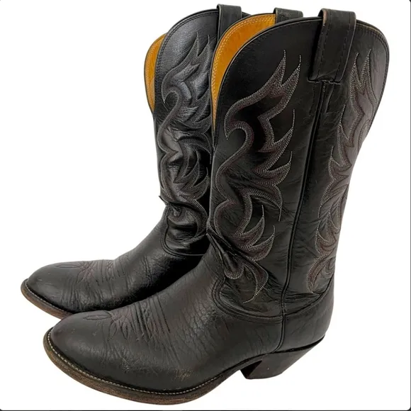 Nocona Size 9 Cowhide &amp; Leather Cowboy Boots - Vintage