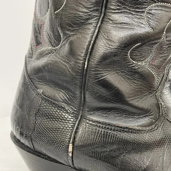 Nocona Size 9 Lizard Skin &amp; Leather Cowboy Boots - Vintage