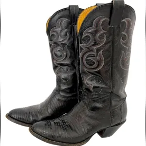 Nocona Size 9 Lizard Skin &amp; Leather Cowboy Boots - Vintage