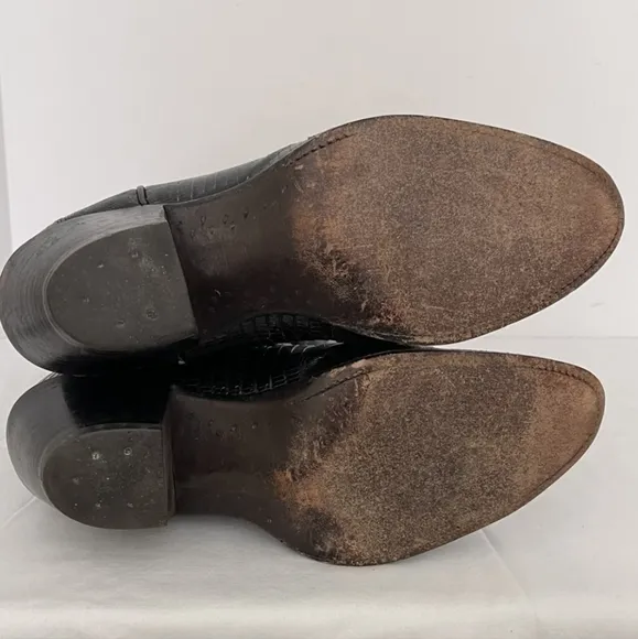 Nocona Size 9 Lizard Skin &amp; Leather Cowboy Boots - Vintage