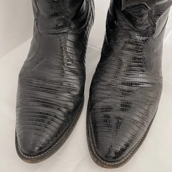 Nocona Size 9 Lizard Skin &amp; Leather Cowboy Boots - Vintage