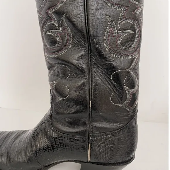 Nocona Size 9 Lizard Skin &amp; Leather Cowboy Boots - Vintage