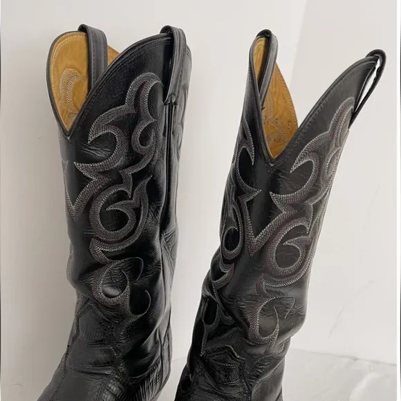 Nocona Size 9 Lizard Skin &amp; Leather Cowboy Boots - Vintage