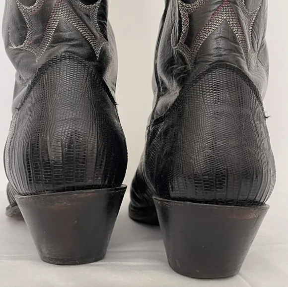 Nocona Size 9 Lizard Skin &amp; Leather Cowboy Boots - Vintage