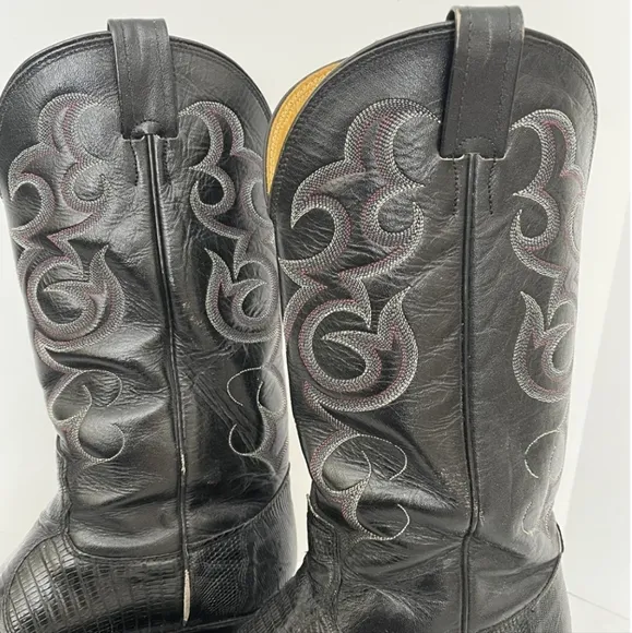 Nocona Size 9 Lizard Skin &amp; Leather Cowboy Boots - Vintage
