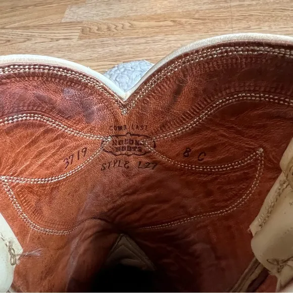 Nocona Women's Vintage Iridescent Cream Western Cowboy Boots Size 8C