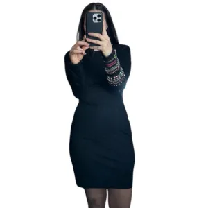 NTW! Cynthia Rowley Beaded Sleeve bodycon dress LBD!!