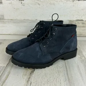 NWF Marc Joseph womens sz 9 blue suede lace up ankle boots boho