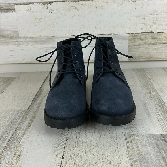NWF Marc Joseph womens sz 9 blue suede lace up ankle boots boho