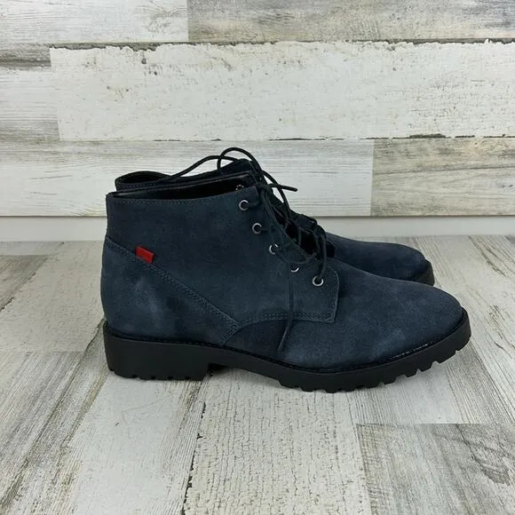 NWF Marc Joseph womens sz 9 blue suede lace up ankle boots boho