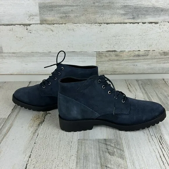 NWF Marc Joseph womens sz 9 blue suede lace up ankle boots boho