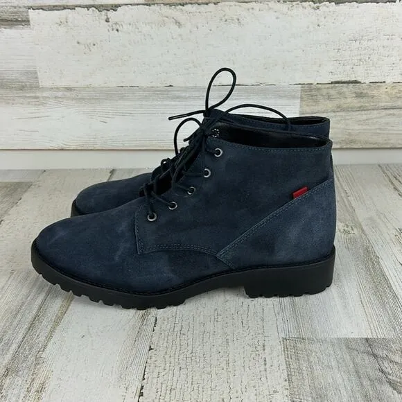 NWF Marc Joseph womens sz 9 blue suede lace up ankle boots boho