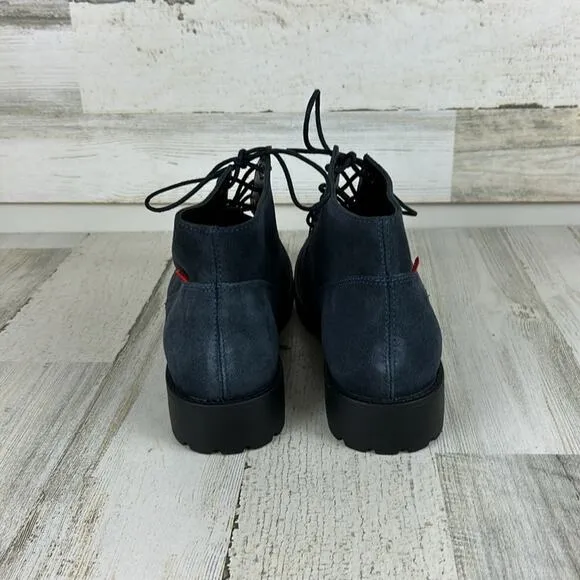 NWF Marc Joseph womens sz 9 blue suede lace up ankle boots boho