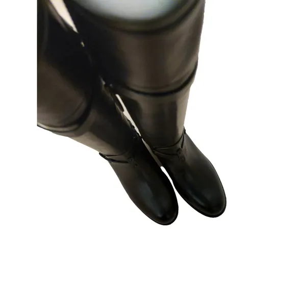 NWOB - BCBGMAXAZARIA Black Calf Leather Riding Boots Retail $398 Size 6.5