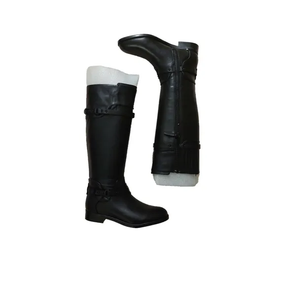 NWOB - BCBGMAXAZARIA Black Calf Leather Riding Boots Retail $398 Size 6.5