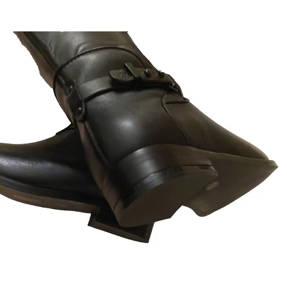NWOB - BCBGMAXAZARIA Black Calf Leather Riding Boots Retail $398 Size 6.5