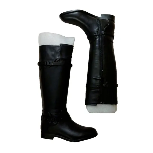 NWOB - BCBGMAXAZARIA Black Calf Leather Riding Boots Retail $398 Size 6.5