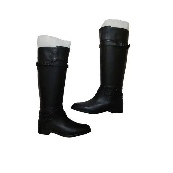 NWOB - BCBGMAXAZARIA Black Calf Leather Riding Boots Retail $398 Size 6.5