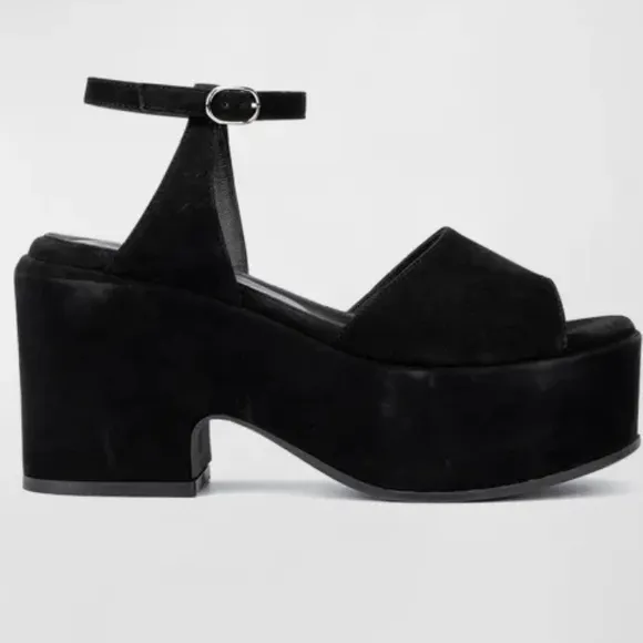NWOB Made in Italy Aquatalia Black Suede Emmie Platform Sandal Size 8